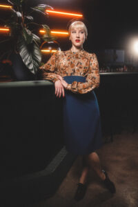 Mode im Stil der 40er Jahre, Vintage Mode aus Berlin, Elegantes Kleid